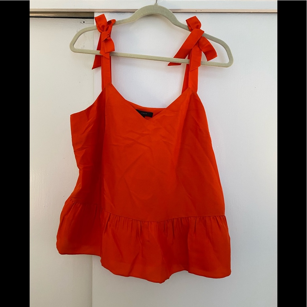 NWT J Crew Red Silk Top